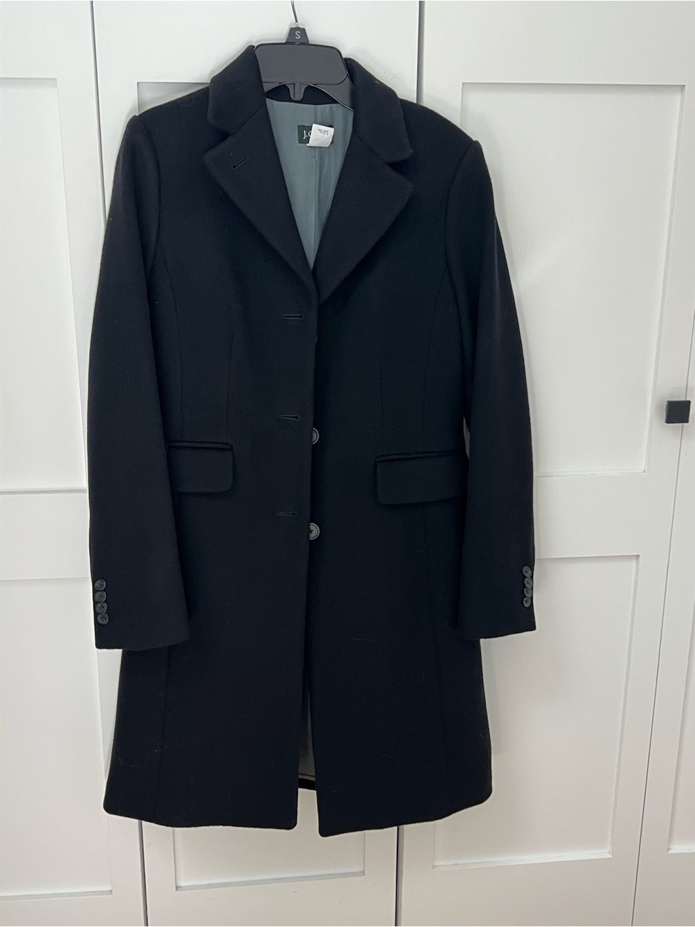 J. Crew Black Wool Pea Coat with Notch Lapel